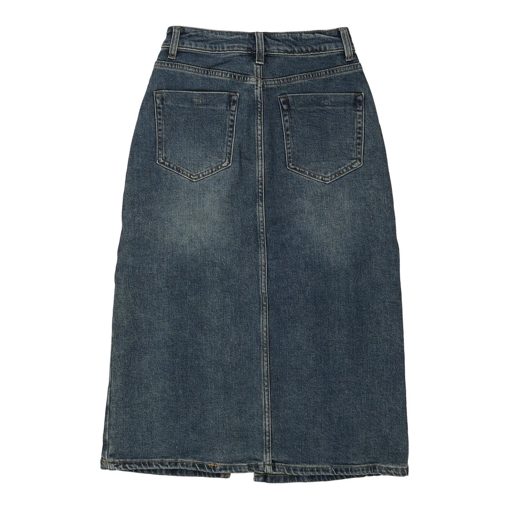 Gold Tpans Denim Skirt - 26W UK 6 Blue Cotton