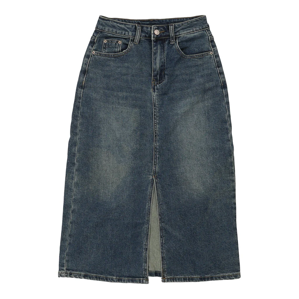 Gold Tpans Denim Skirt - 26W UK 6 Blue Cotton - Image 2