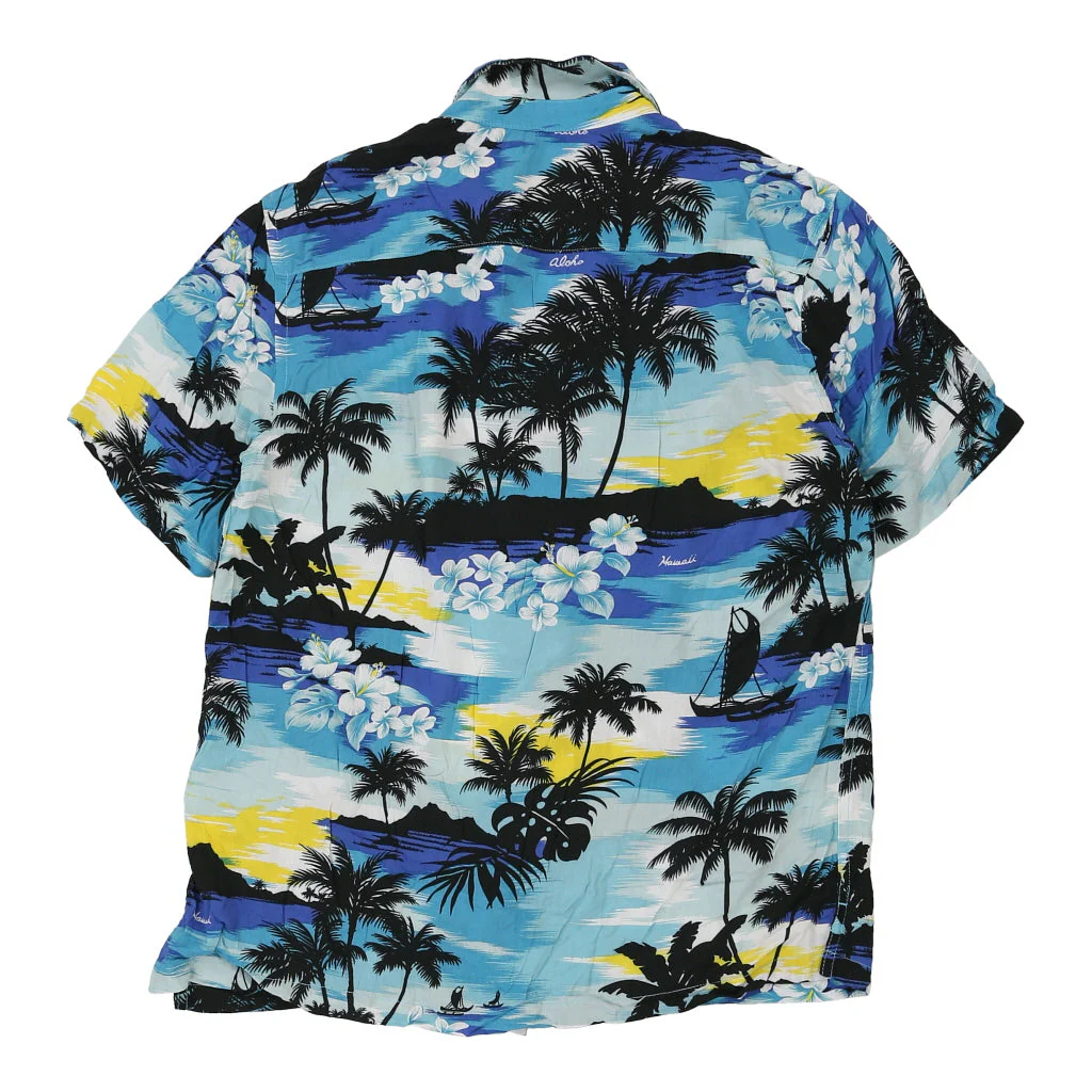 Grand & Hills Graphic Hawaiian Shirt - Small Blue Viscose Blend - Image 2