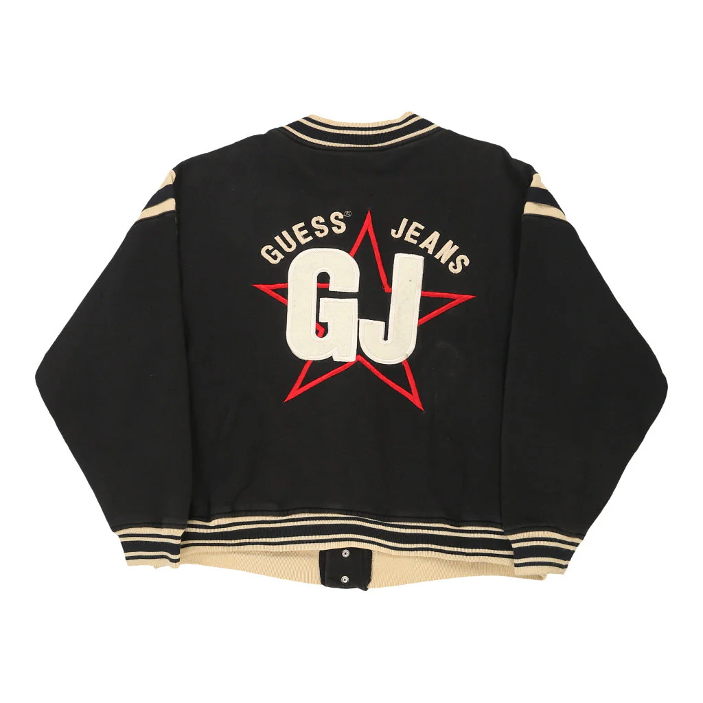 Guess Spellout Baseball Jacket - XL Black Cotton Blend - Image 2