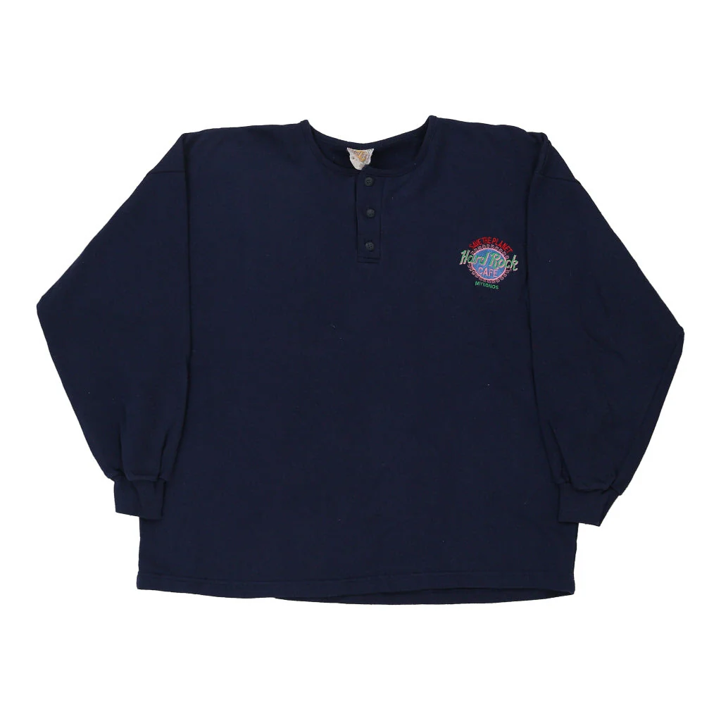 Hard Rock Cafe Long Sleeve T-Shirt - XL Navy Cotton