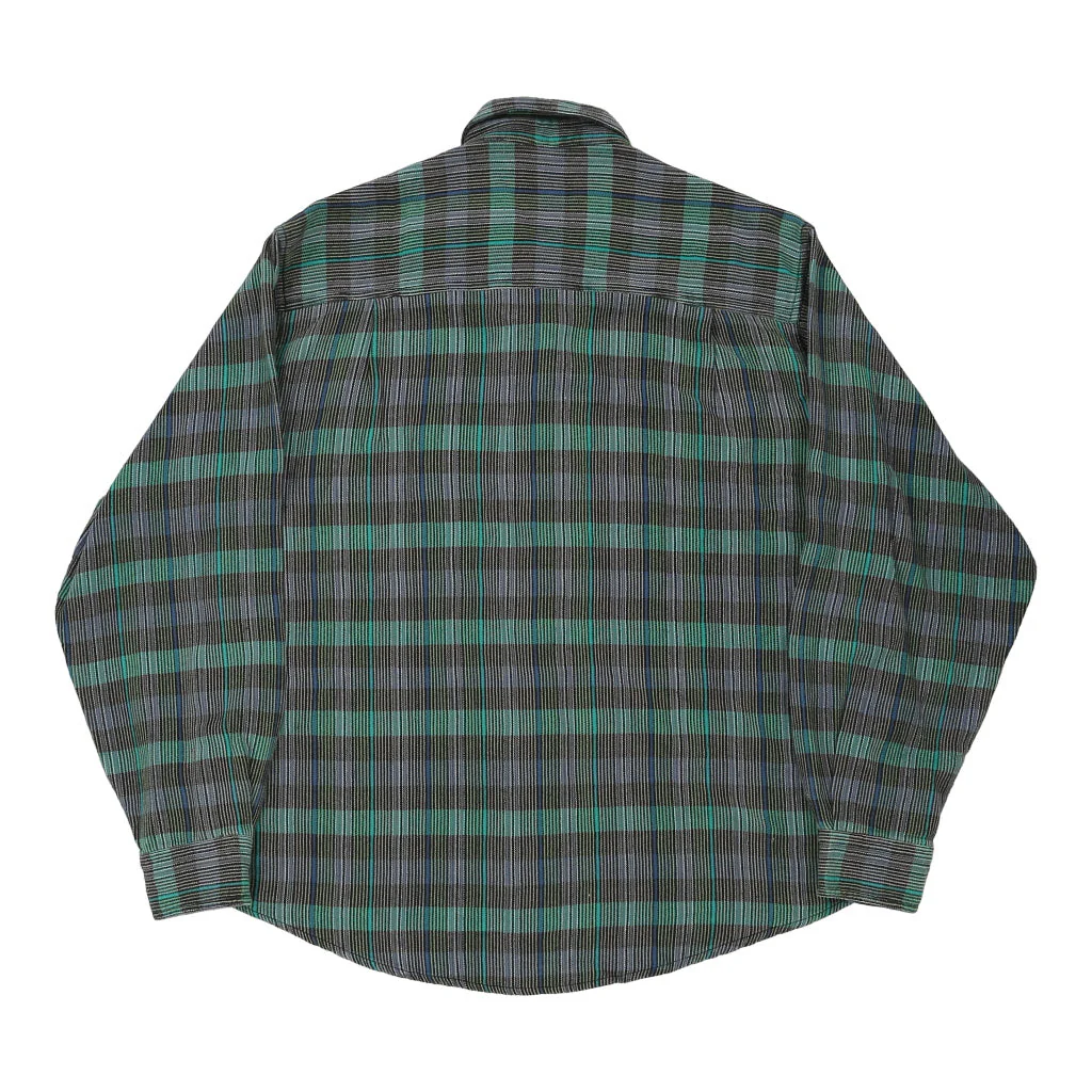 John F Gee Striped Flannel Shirt - Large Blue Cotton Blend - Image 2