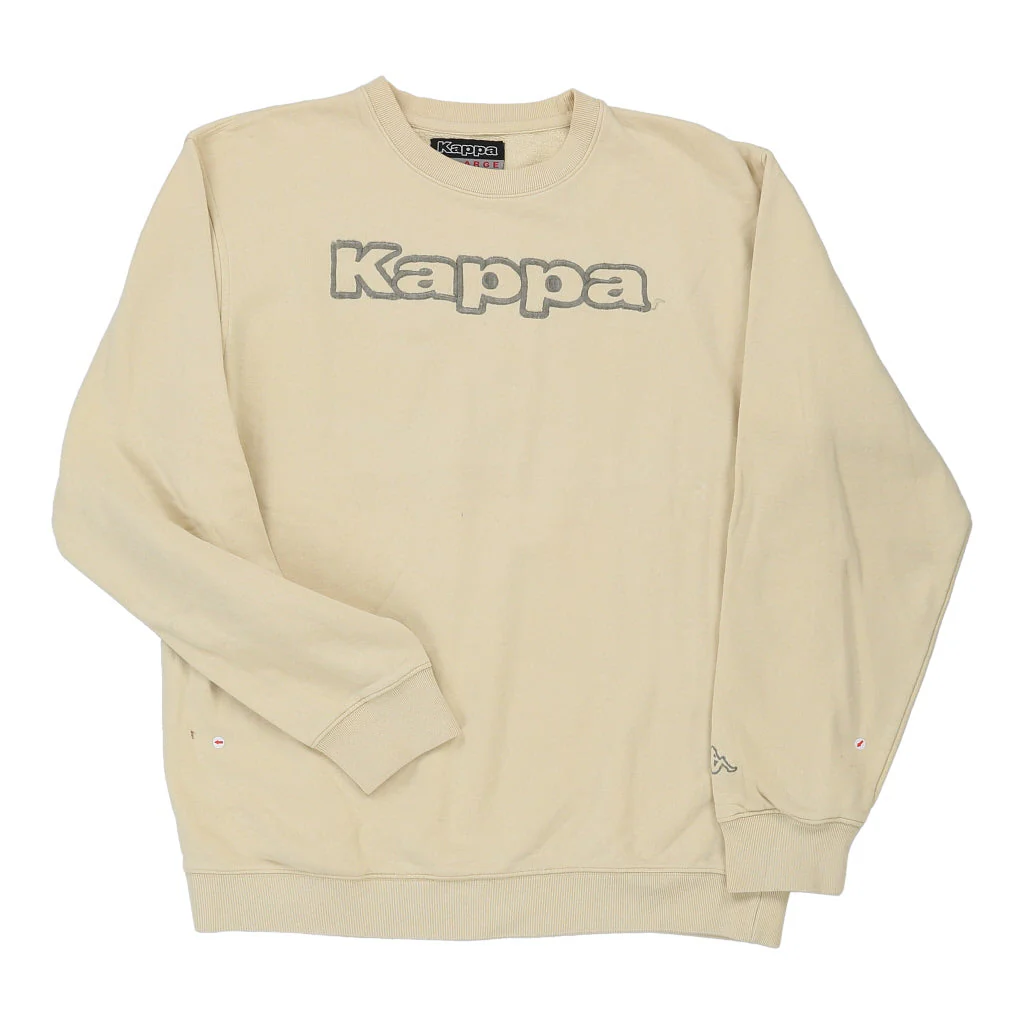 Kappa Spellout Sweatshirt - 2XL Beige Cotton - Image 3