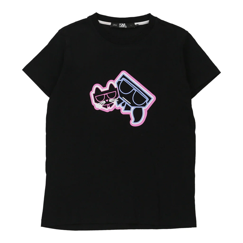 Karl Lagerfeld Graphic T-Shirt - Small Black Cotton