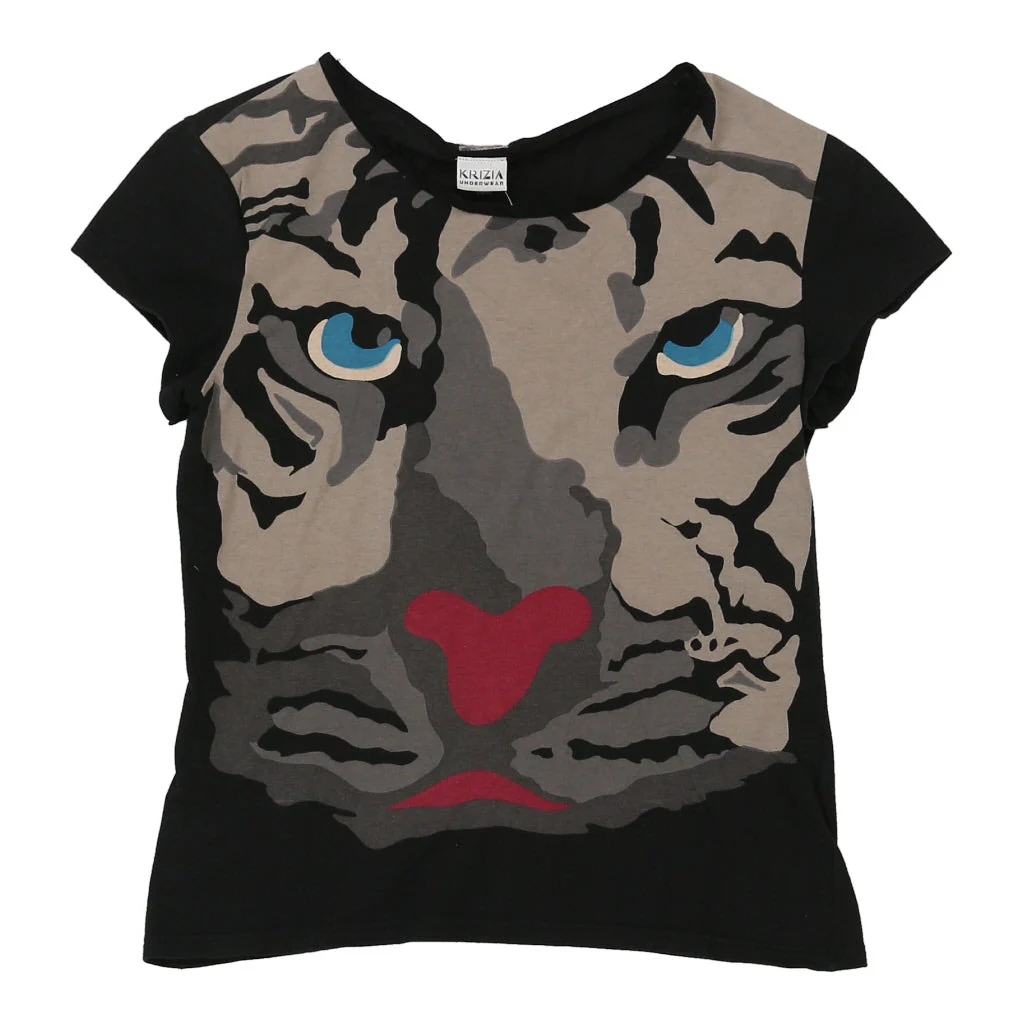 Krizia Graphic T-Shirt - Medium Black Cotton