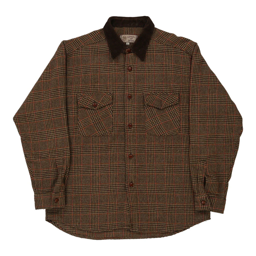 Lewel Checked Overshirt - XL Brown Acrylic Blend