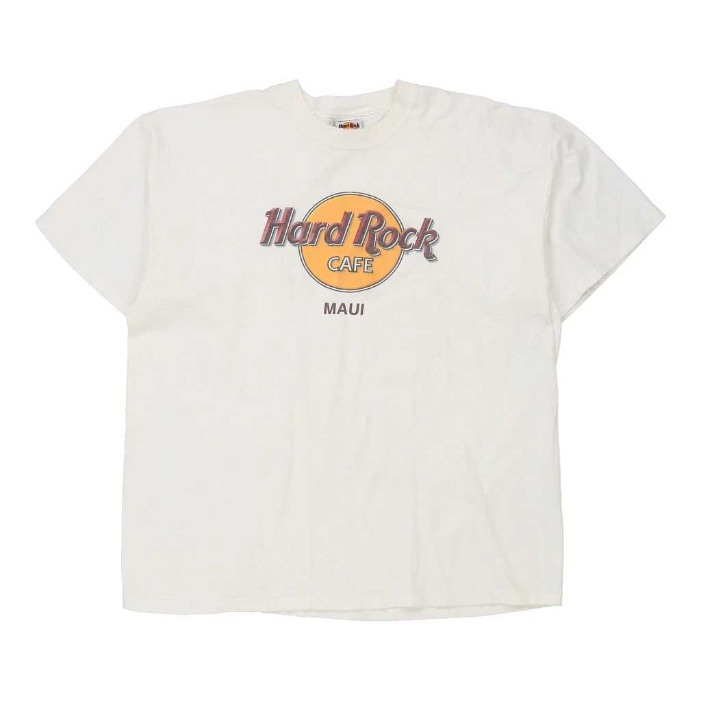 Maui Hard Rock Cafe Graphic T-Shirt - Large White Cotton