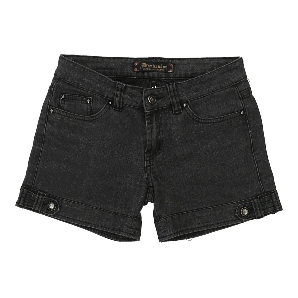 Miss Bon Bon Denim Shorts - 30W UK 8 Black Cotton - Image 2