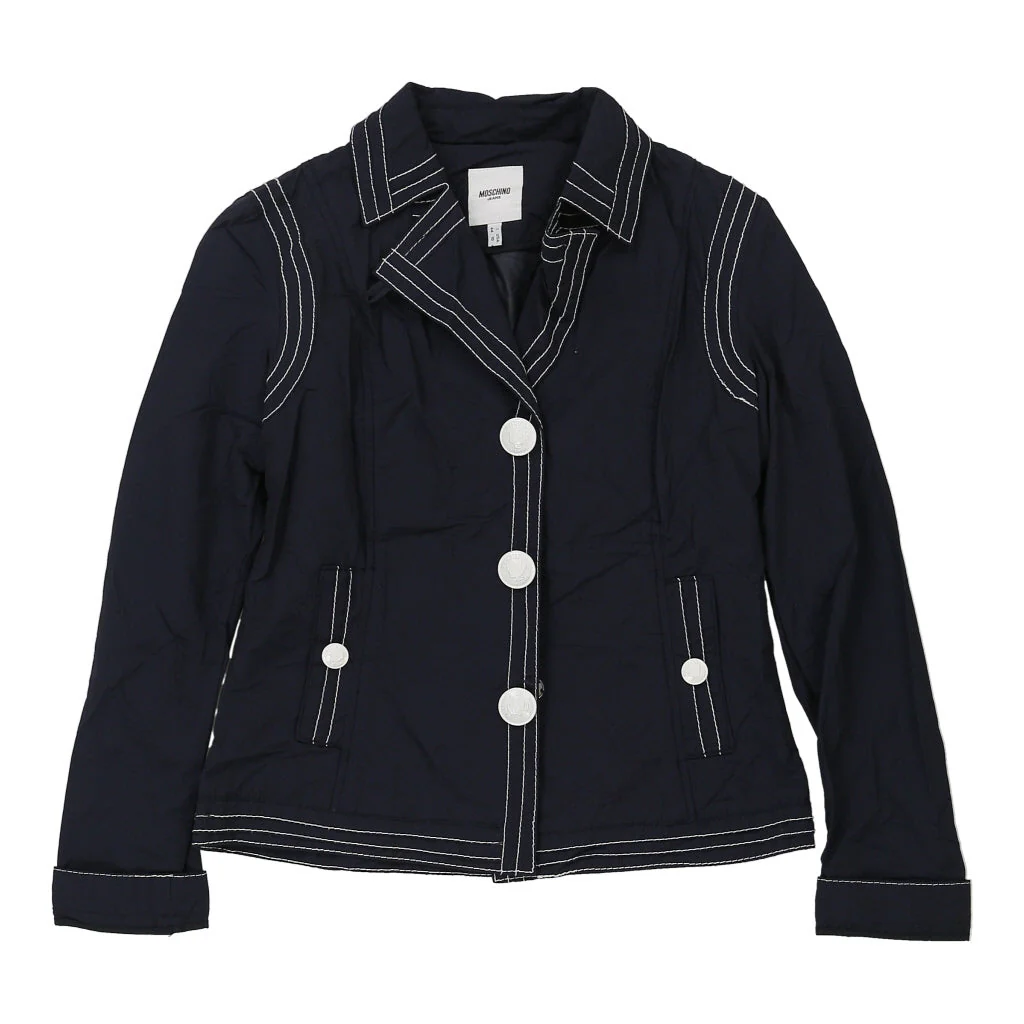 Moschino Jeans Contrast Stitch Blazer - Medium Navy Cotton Blend