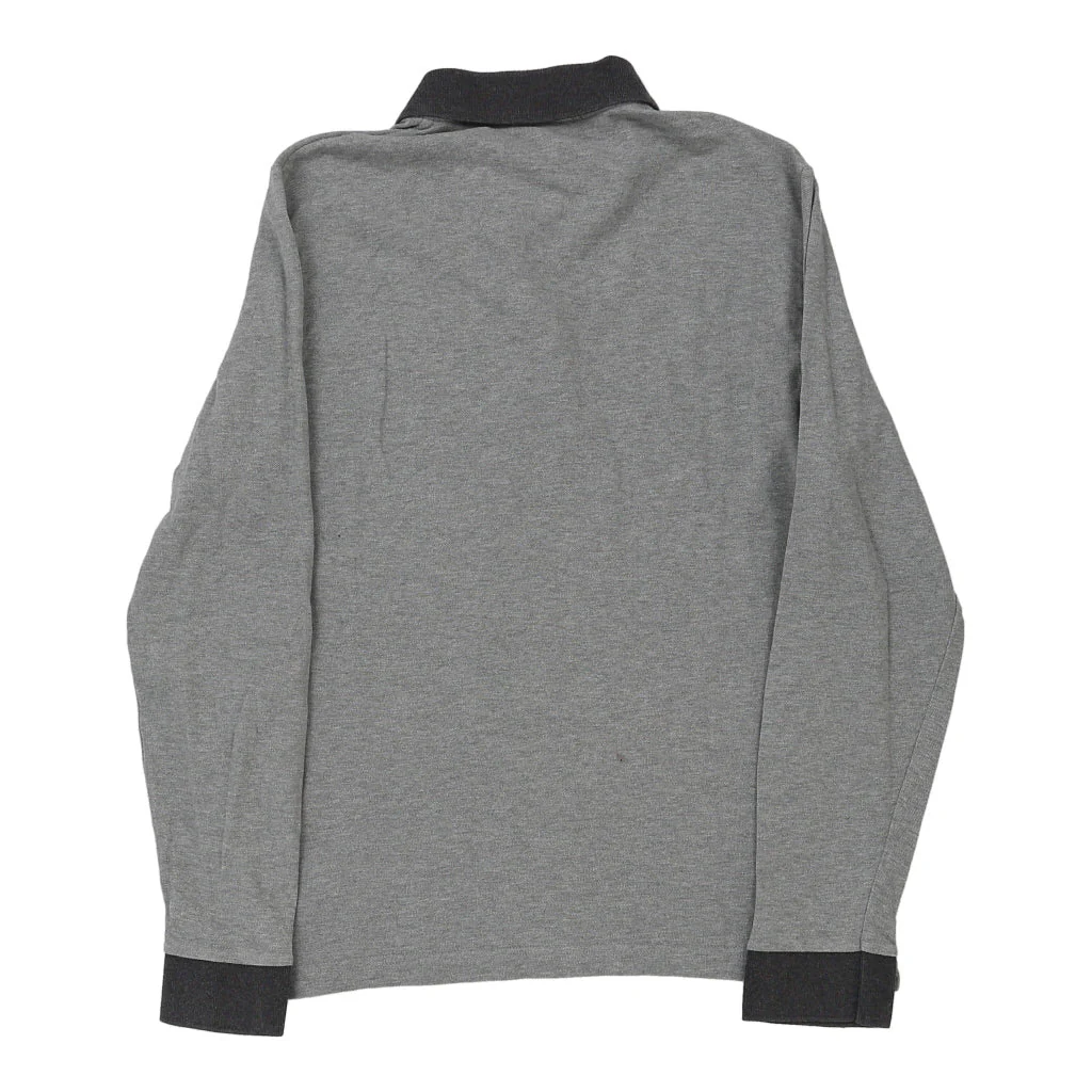 Moncler Slim Fit Long Sleeve Polo Shirt - Large Grey Cotton - Image 2