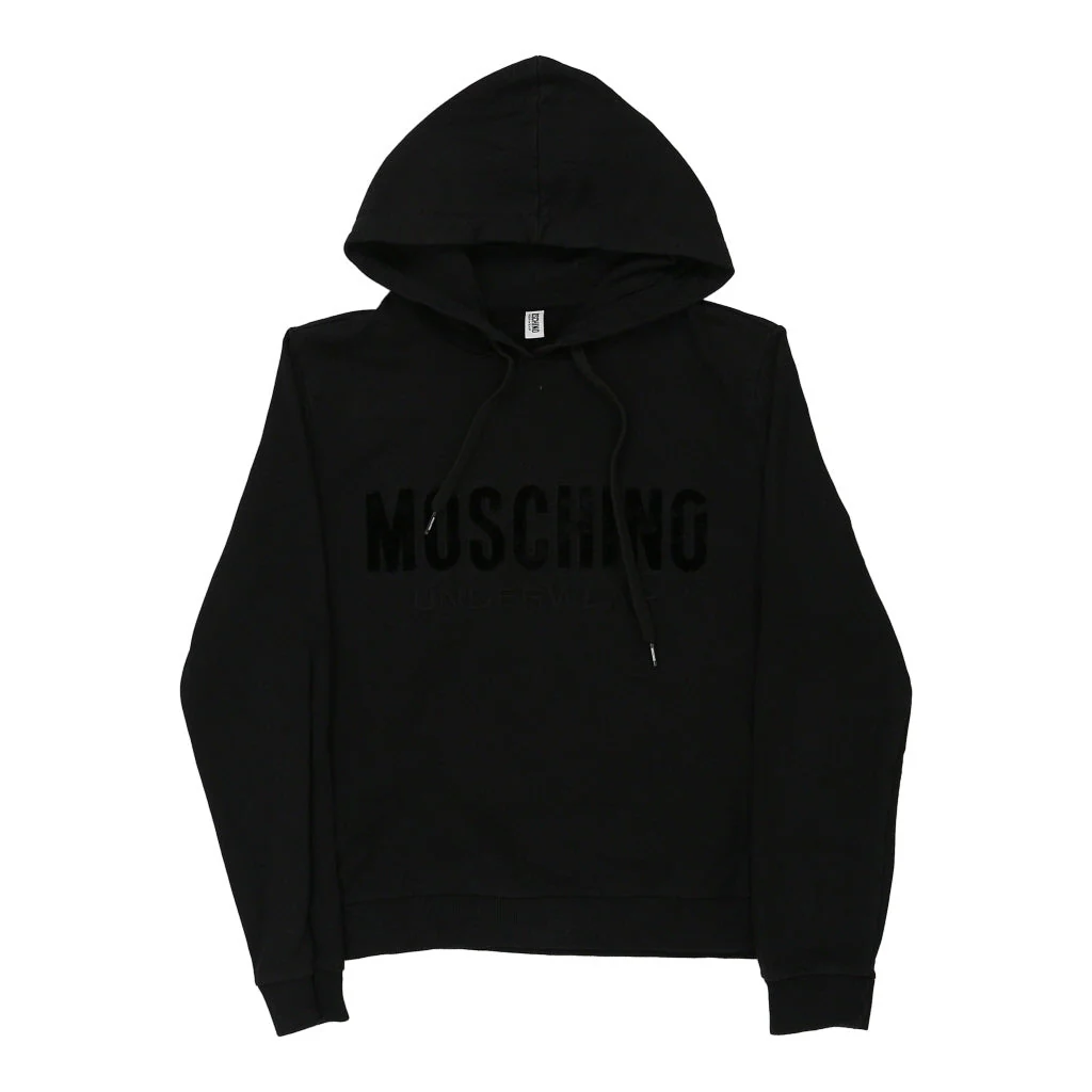 Moschino Spellout Hoodie - Small Black Cotton Blend
