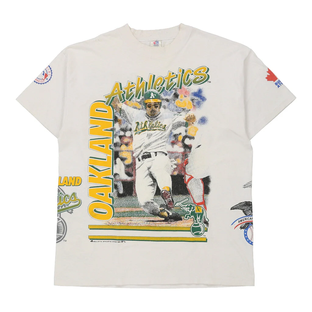 Oakland Athletics Bulletin Athletic MLB T-Shirt - Large White Cotton