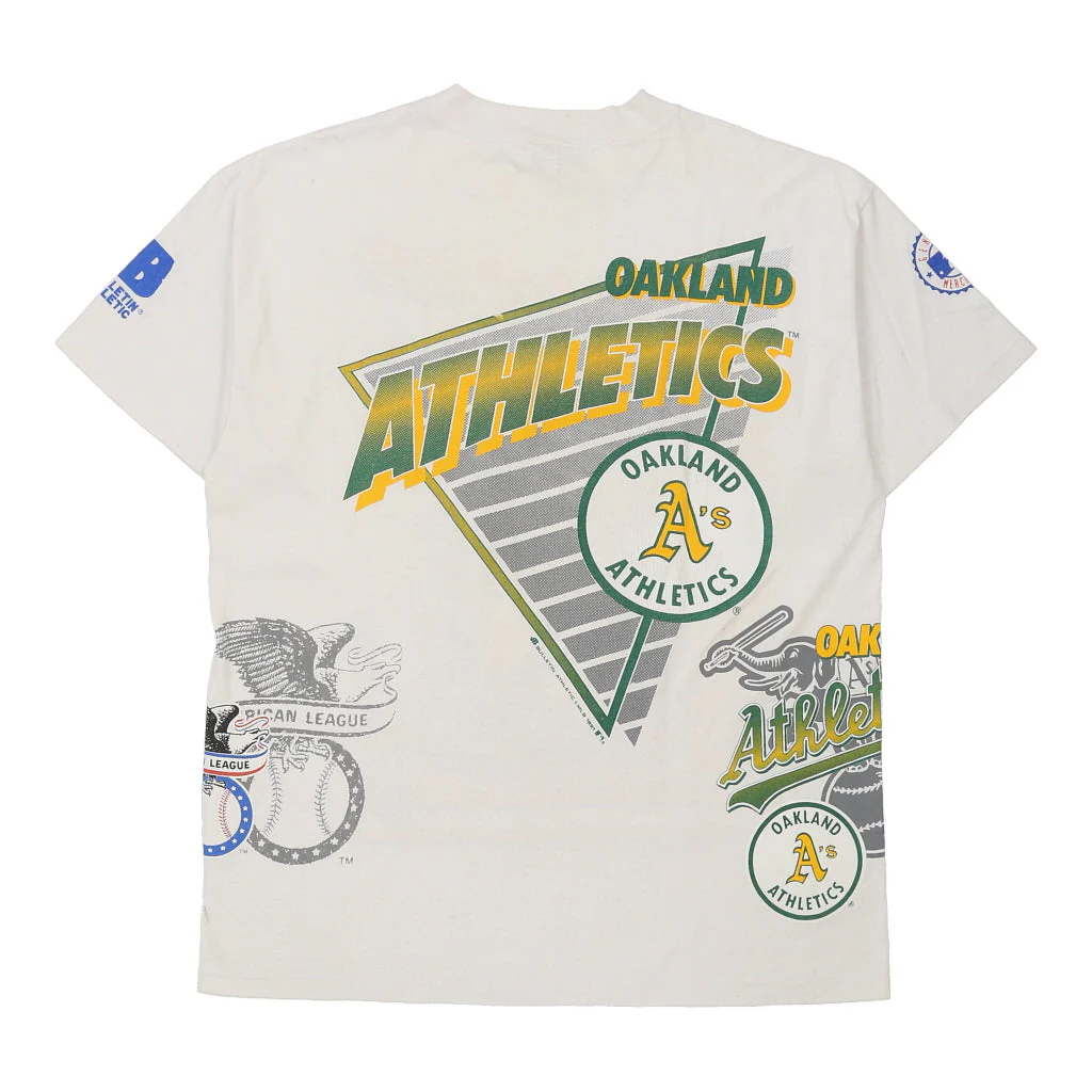 Oakland Athletics Bulletin Athletic MLB T-Shirt - Large White Cotton - Image 2