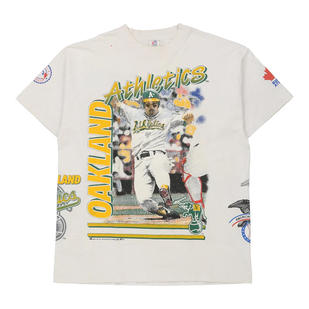 Oakland Athletics Bulletin Athletic MLB T-Shirt - Large White Cotton - Image 3