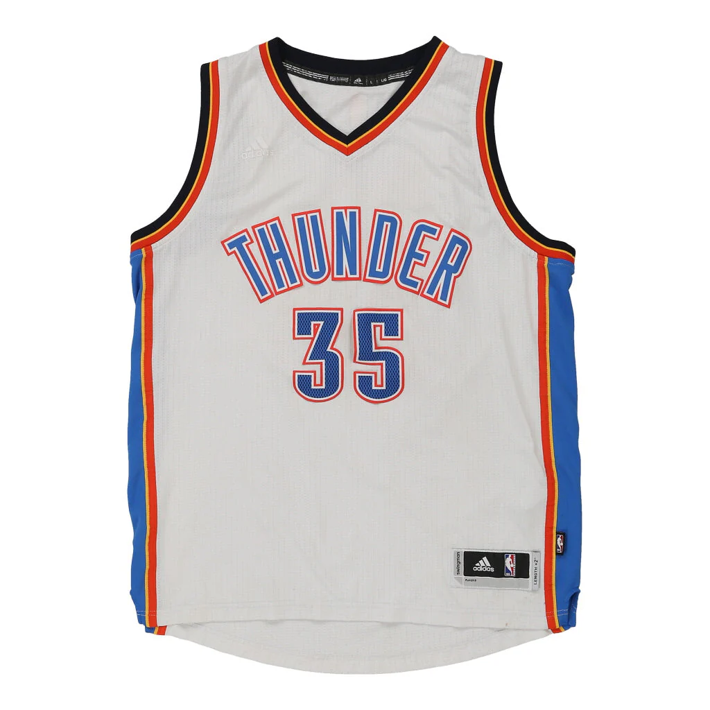 Oklahoma City Thunder Adidas NBA Jersey - Large White Polyester