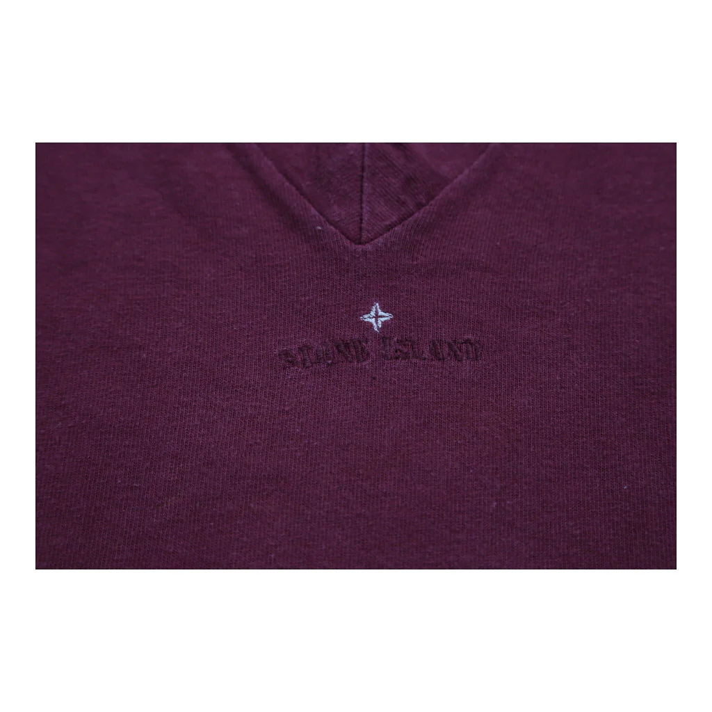 Osti Stone Island V-neck T-Shirt - XL Burgundy Cotton - Image 4