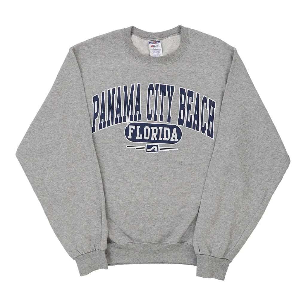 Panama City Beach Jerzees Graphic Sweatshirt - Small Grey Cotton Blend