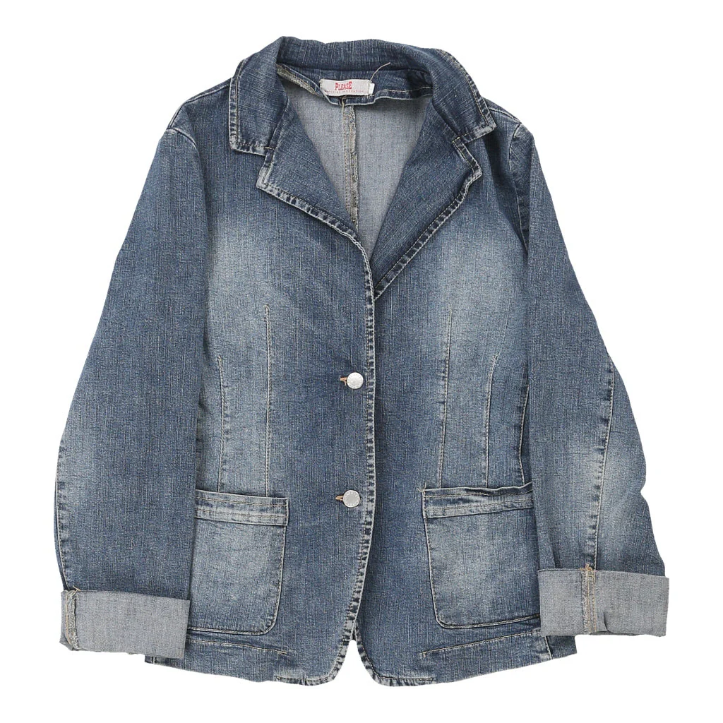 Please Denim Jacket - Small Blue Cotton