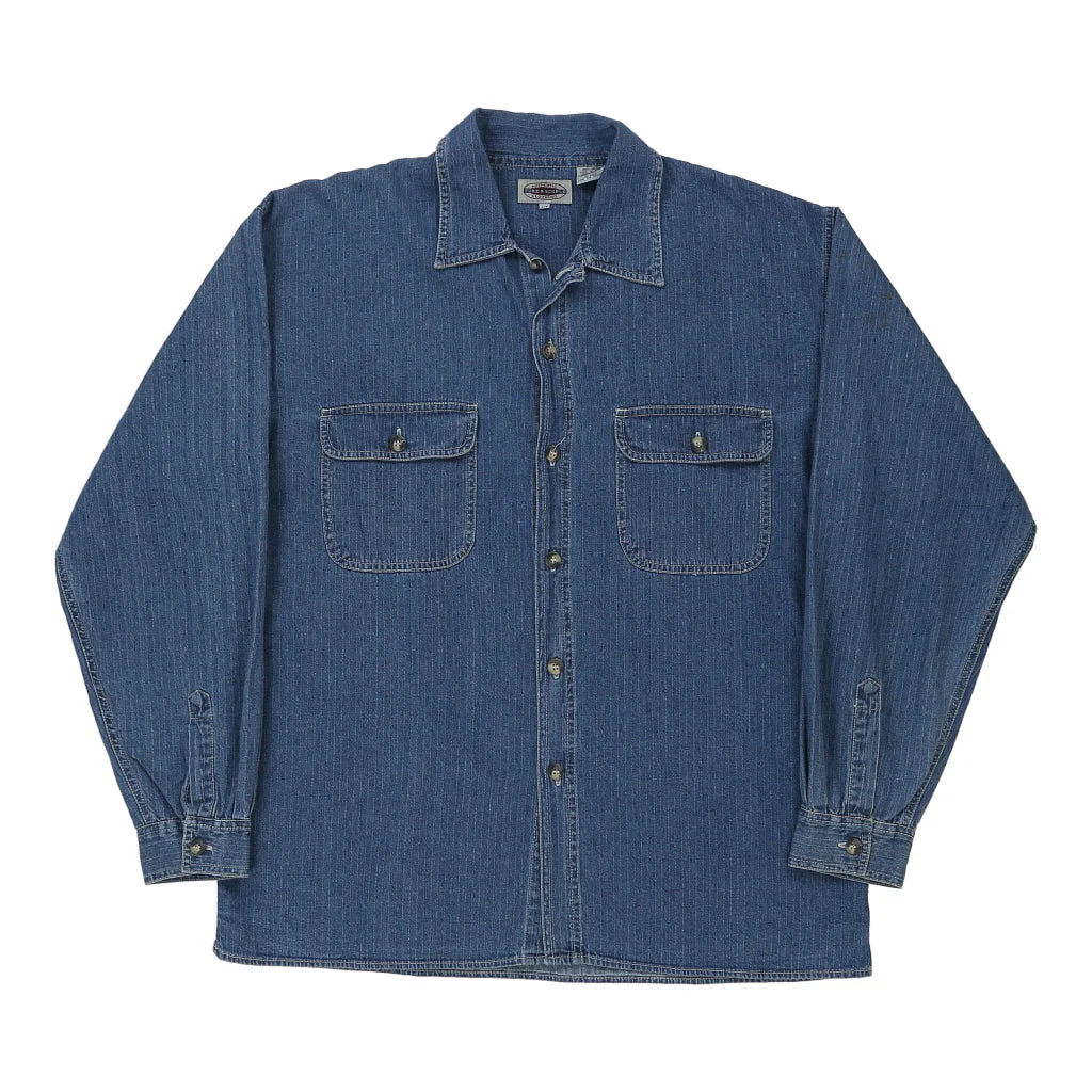 Pure & Simple Striped Denim Shirt - Large Blue Cotton