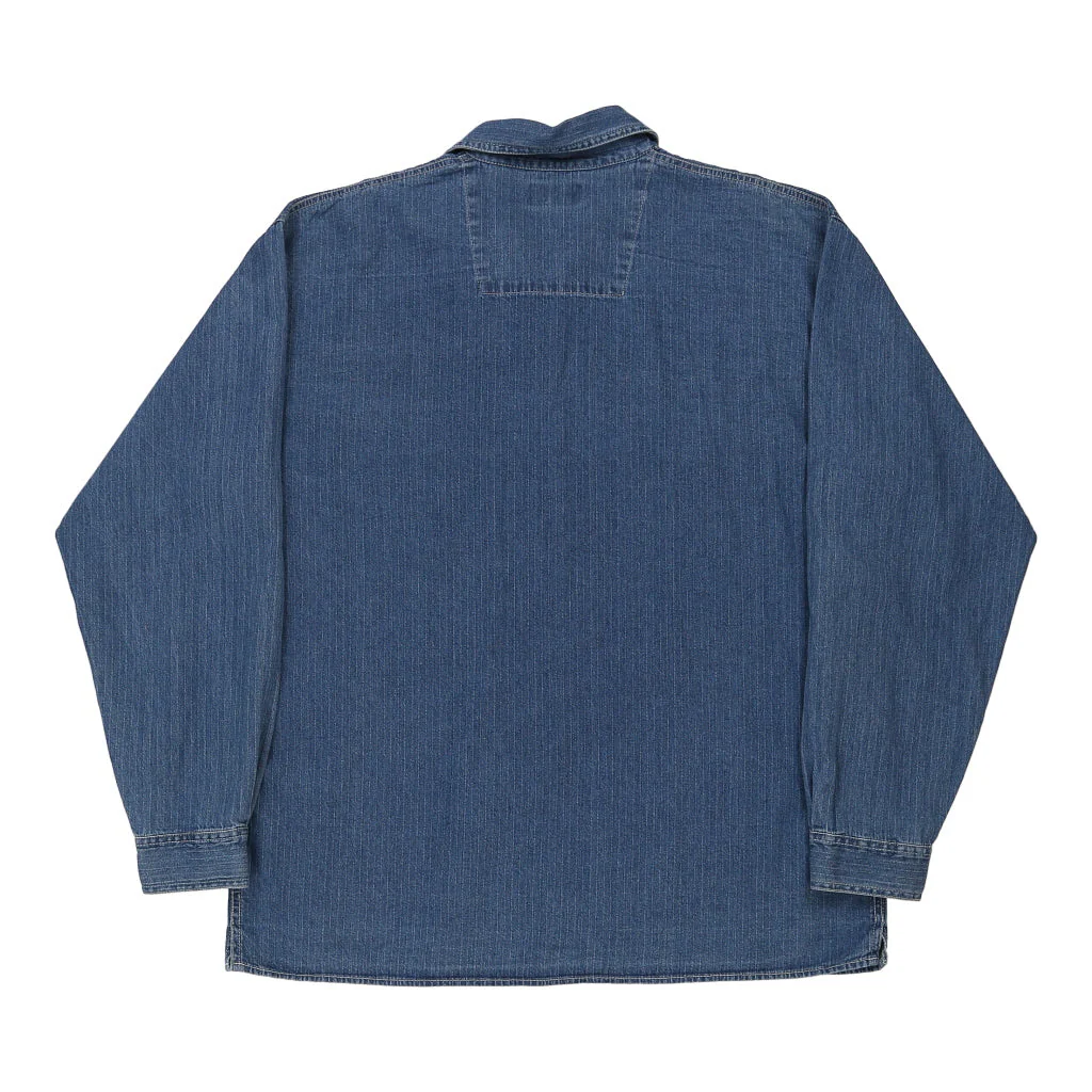 Pure & Simple Striped Denim Shirt - Large Blue Cotton - Image 2