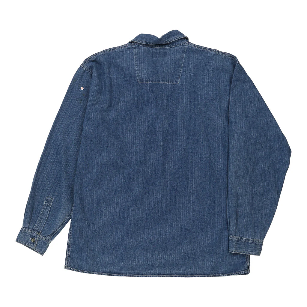 Pure & Simple Striped Denim Shirt - Large Blue Cotton - Image 3