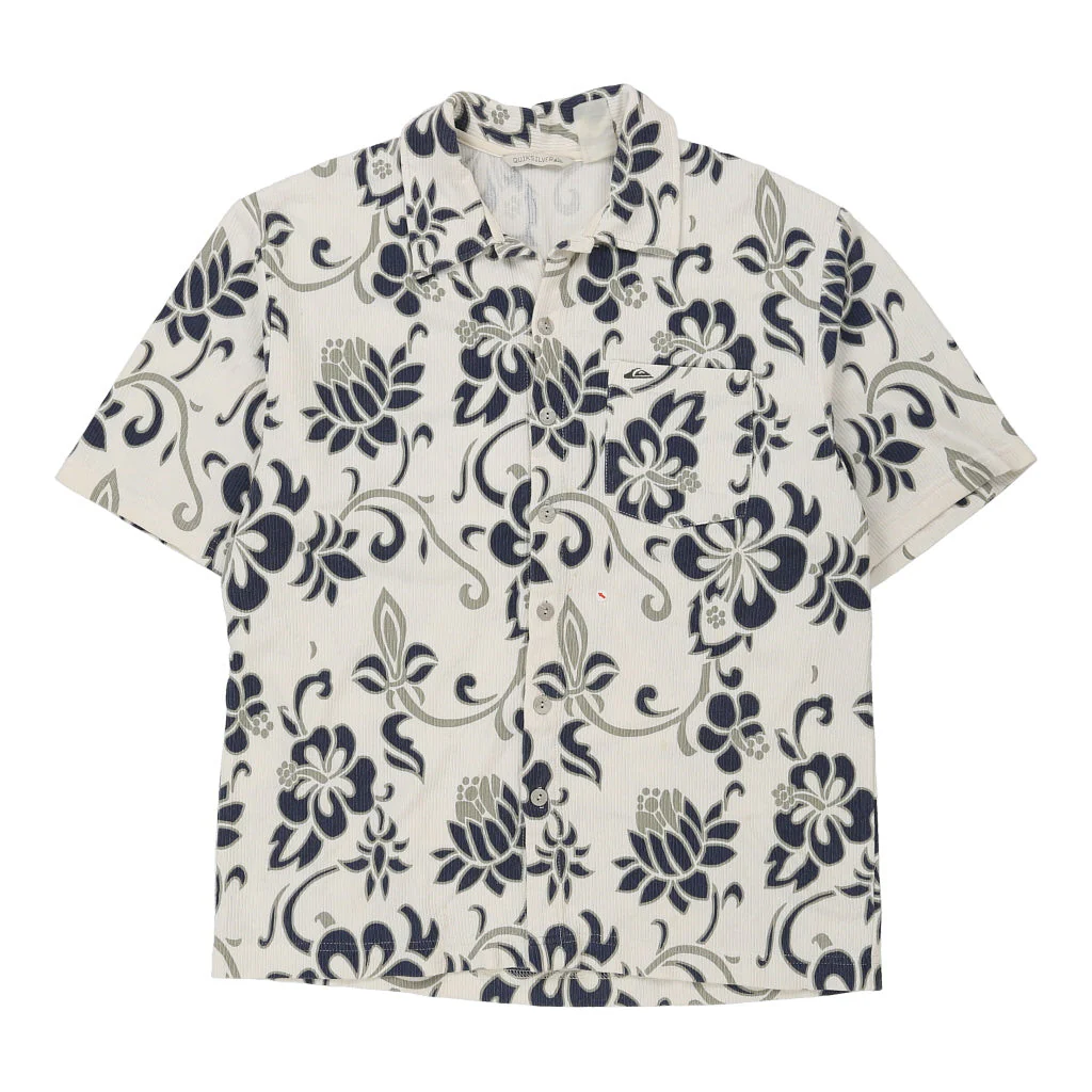 Quiksilver Floral Hawaiian Shirt - Large White Cotton - Image 3