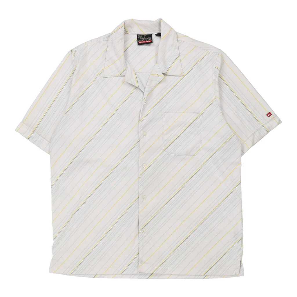 Quiksilver Striped Short Sleeve Shirt - Large White Cotton