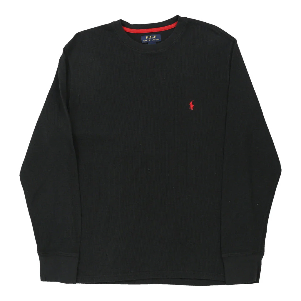 Ralph Lauren Long Sleeve T-Shirt - Large Black Cotton