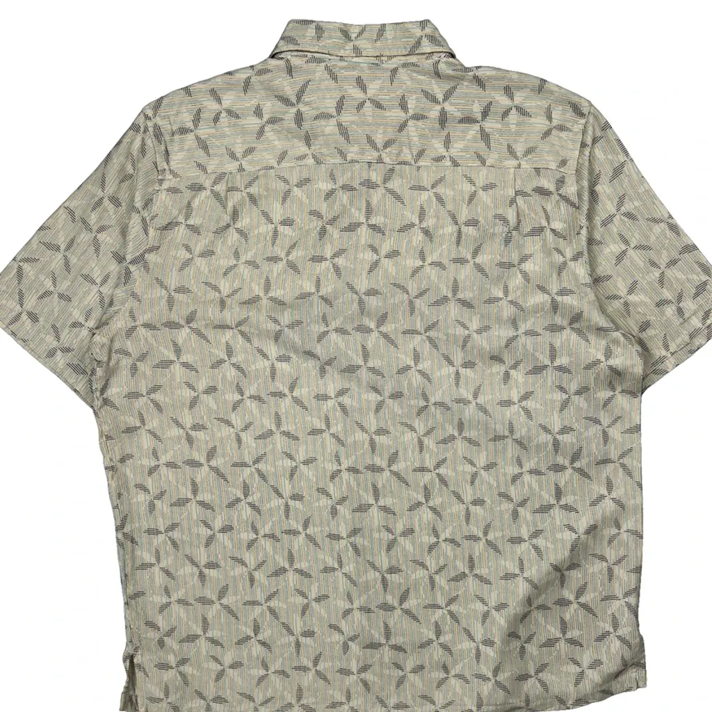 Vintage Silk Short Sleeve Shirt - XL Beige Silk - Image 7