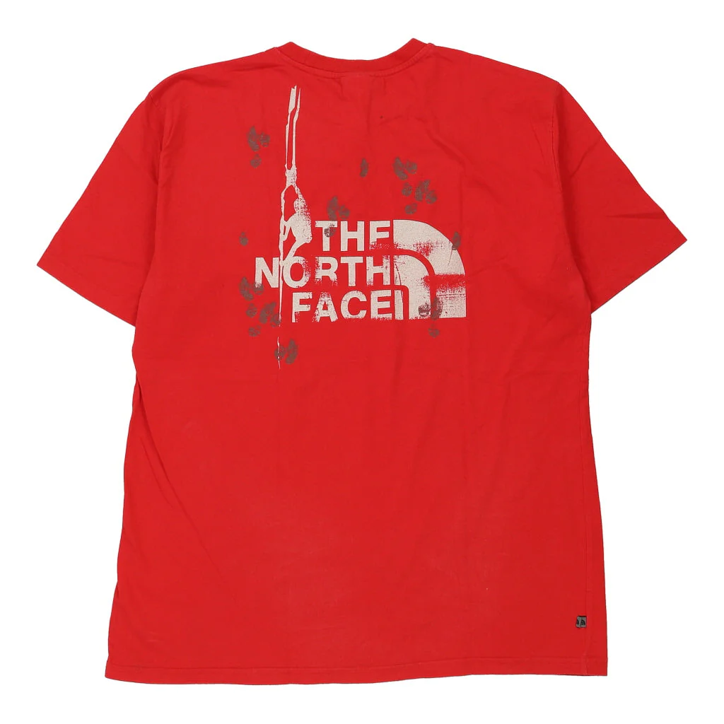 The North Face Spellout T-Shirt - XL Red Cotton - Image 2