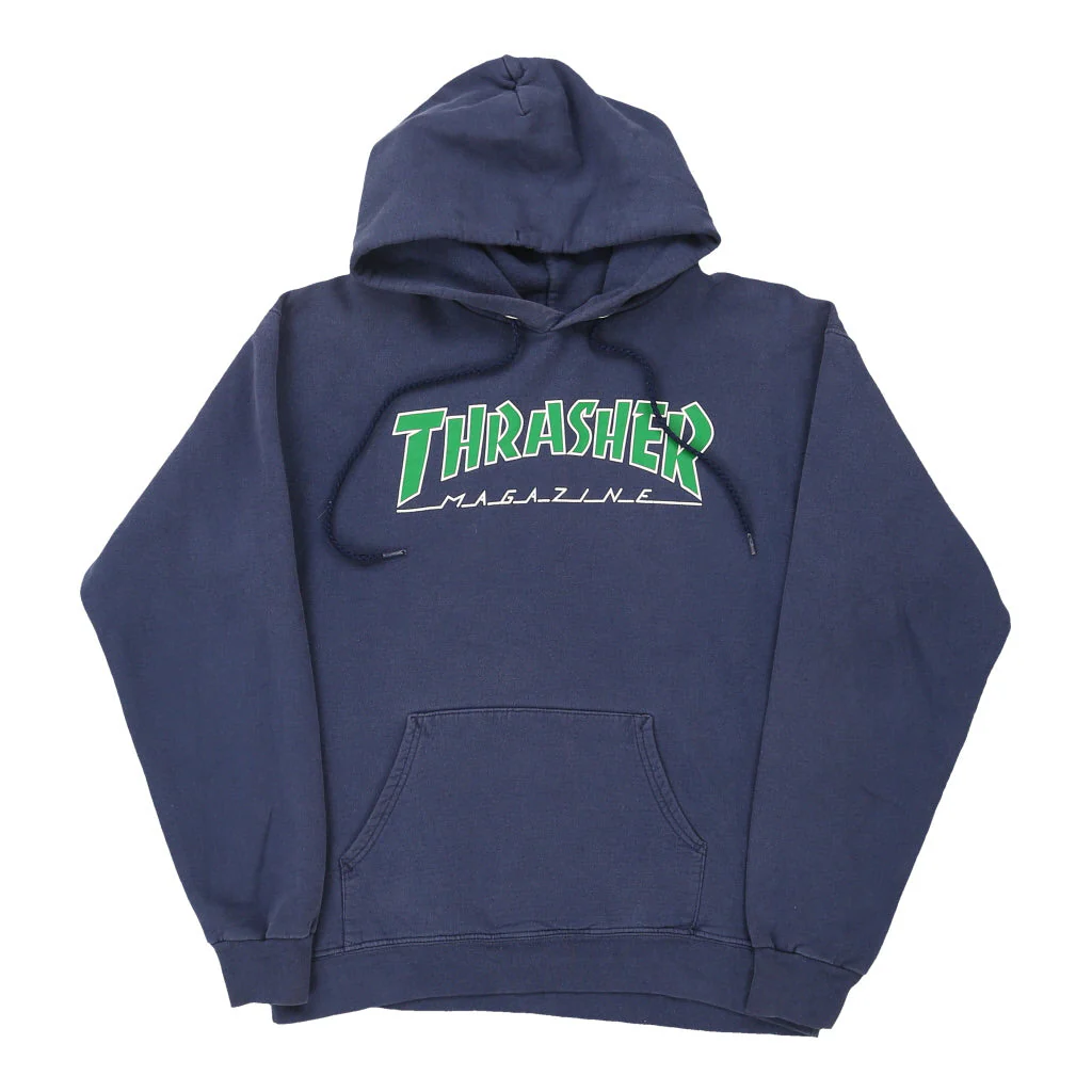 Thrasher Graphic Hoodie - Small Navy Cotton Blend