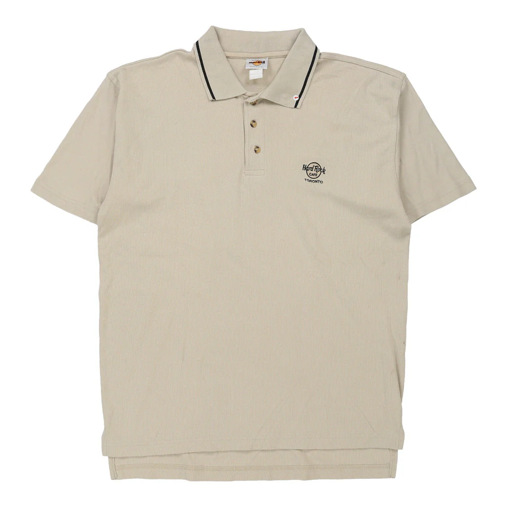 Toronto Hard Rock Cafe Polo Shirt - 2XL Beige Cotton - Image 3