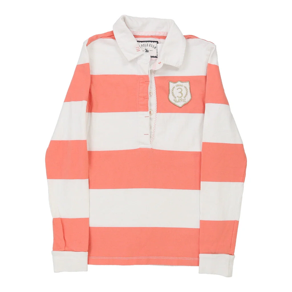 U.S. Polo Assn. Striped Rugby Shirt - Small Pink Cotton