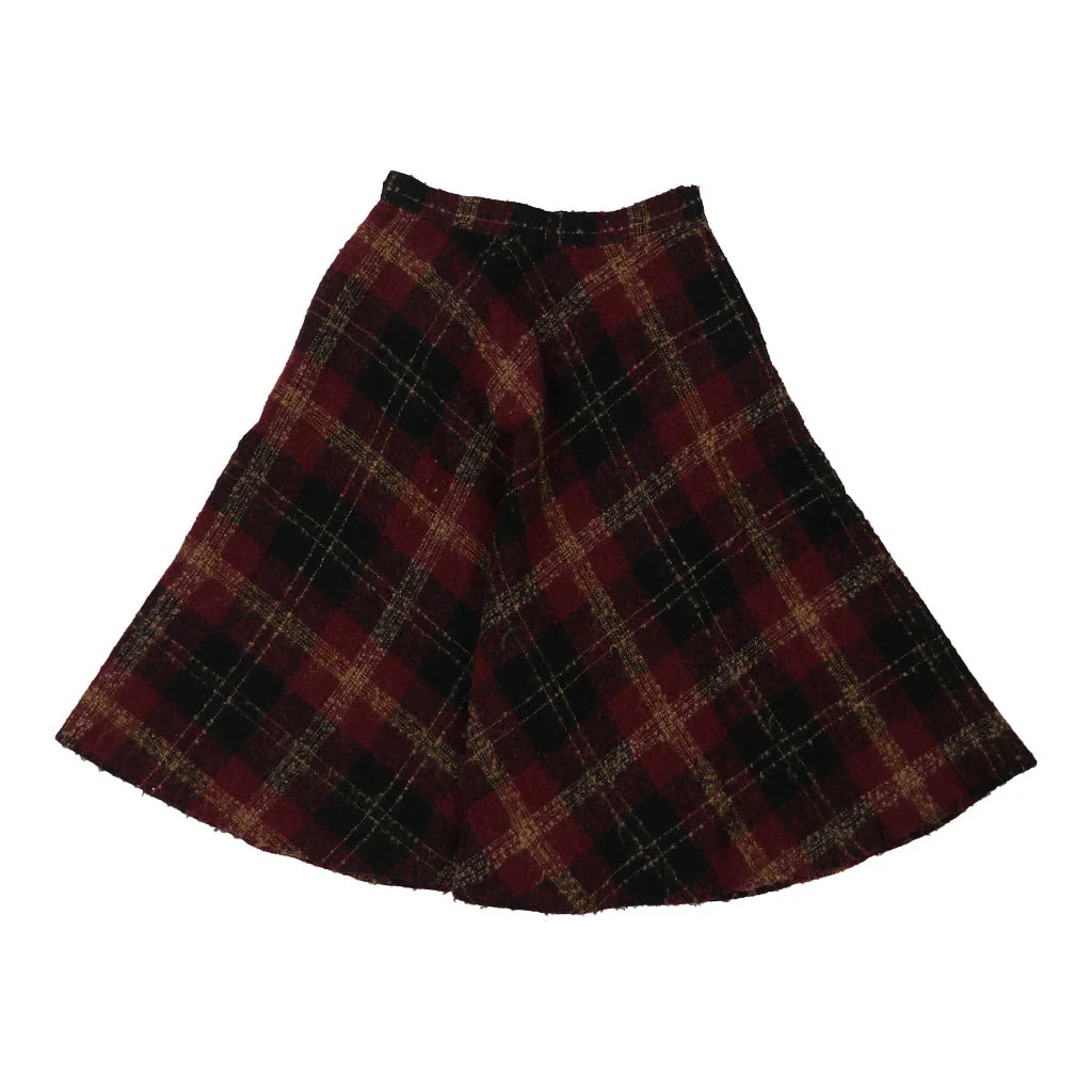 Unbranded Checked Skirt - 29W UK 10 Burgundy Wool