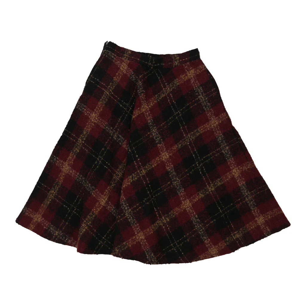 Unbranded Checked Skirt - 29W UK 10 Burgundy Wool - Image 2