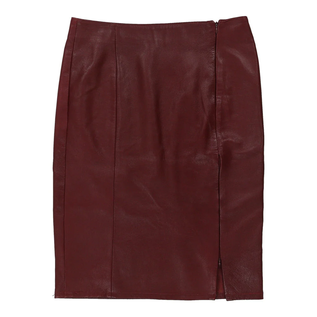 Vera Pelle Skirt - 32W UK 12 Burgundy Leather