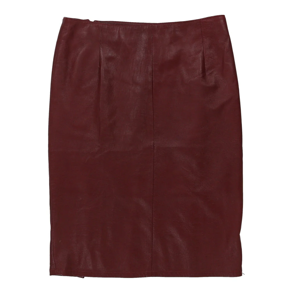Vera Pelle Skirt - 32W UK 12 Burgundy Leather - Image 2