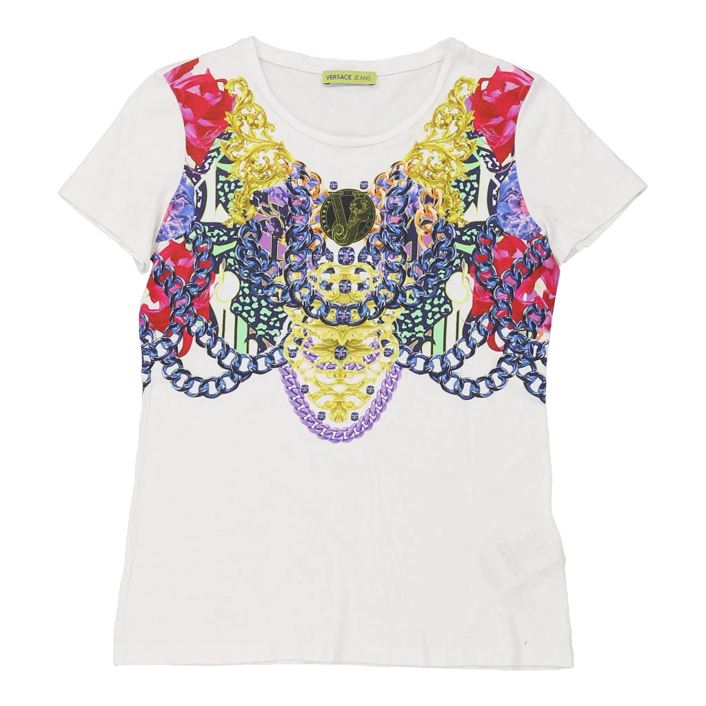 Versace Jeans Couture Graphic T-Shirt - Medium White Cotton