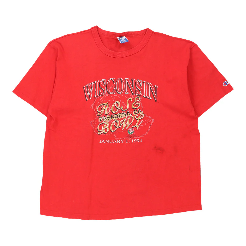 Wisconsin Badgers, Rose Bowl 94 Champion College T-Shirt - XL Red Cotton