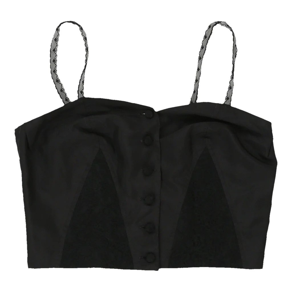 Y2K Unbranded Cropped Cami Top - Medium Black Polyester