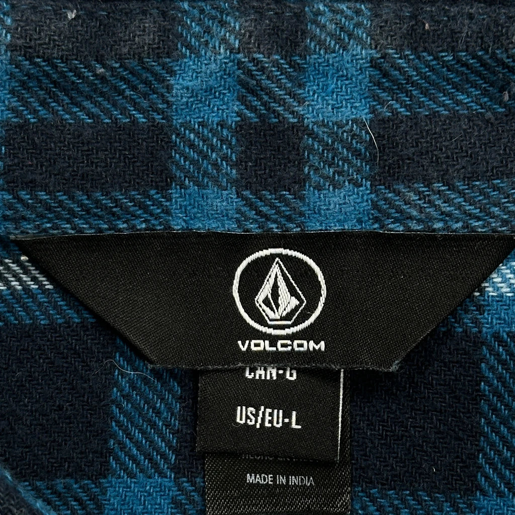 Volcom Checked Flannel Shirt - Large Blue Cotton - Image 3