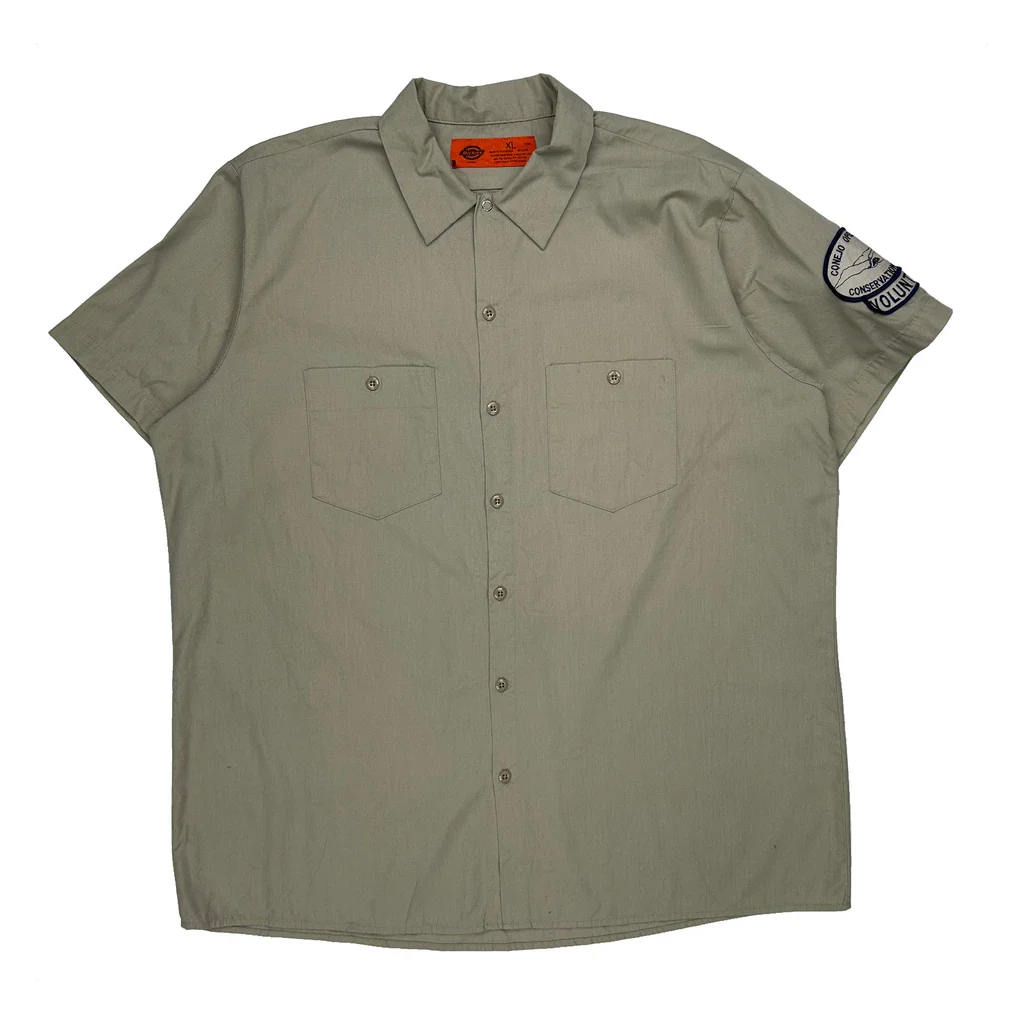 Volunteer Patch On Sleeve Dickies Short Sleeve Shirt - XL Khaki Polyester Blend