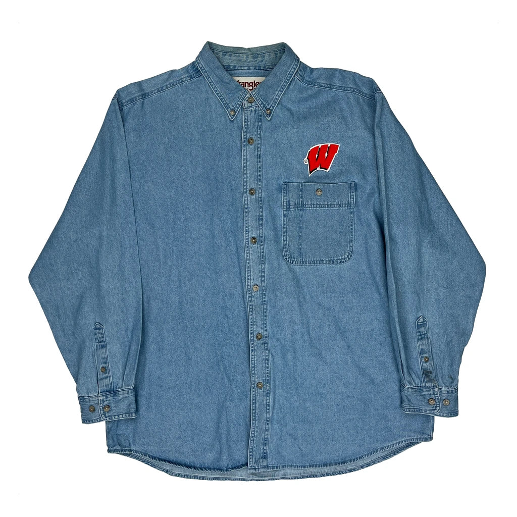 W Logo Wrangler Denim Shirt - XL Blue Cotton