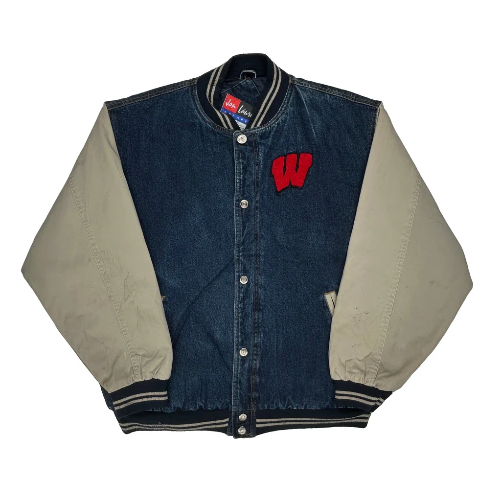 W Patch Jon Lauren College Varsity Jacket - XL Blue Cotton