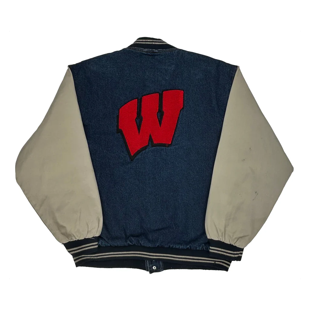 W Patch Jon Lauren College Varsity Jacket - XL Blue Cotton - Image 2