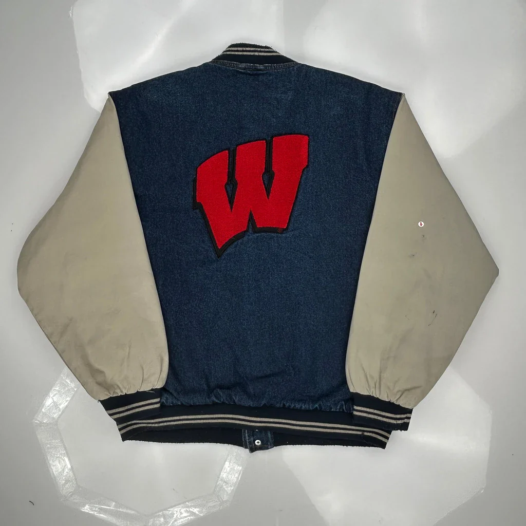 W Patch Jon Lauren College Varsity Jacket - XL Blue Cotton - Image 3