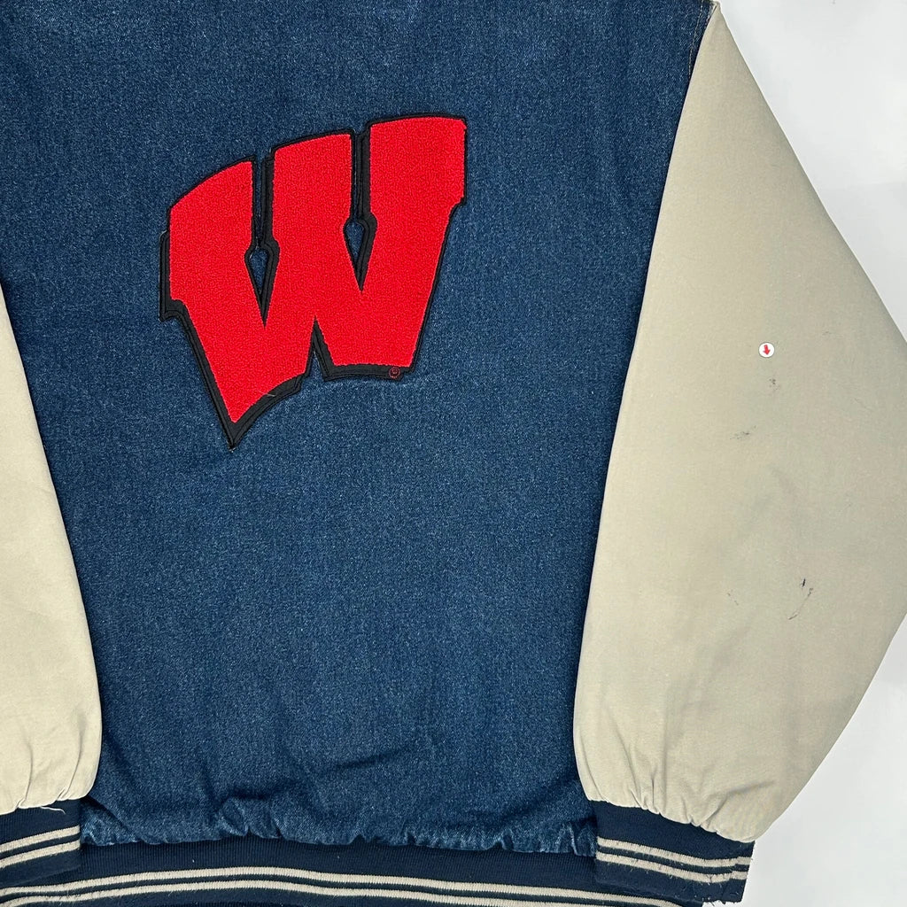 W Patch Jon Lauren College Varsity Jacket - XL Blue Cotton - Image 4