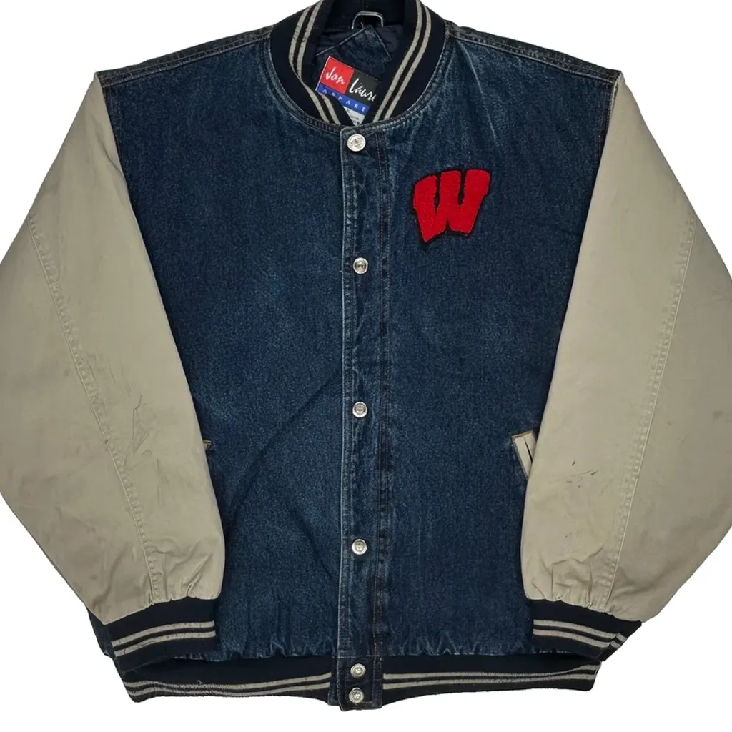W Patch Jon Lauren College Varsity Jacket - XL Blue Cotton - Image 6