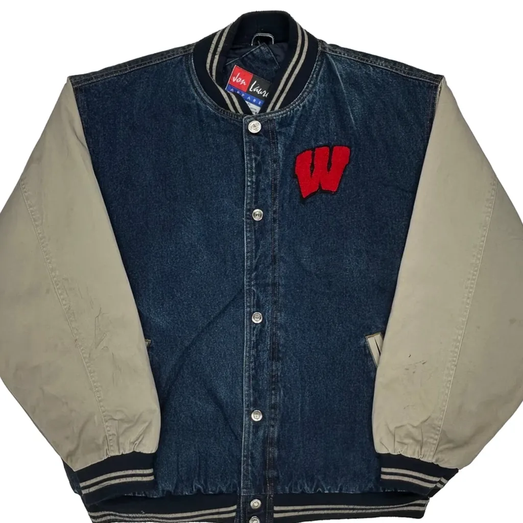 W Patch Jon Lauren College Varsity Jacket - XL Blue Cotton - Image 7