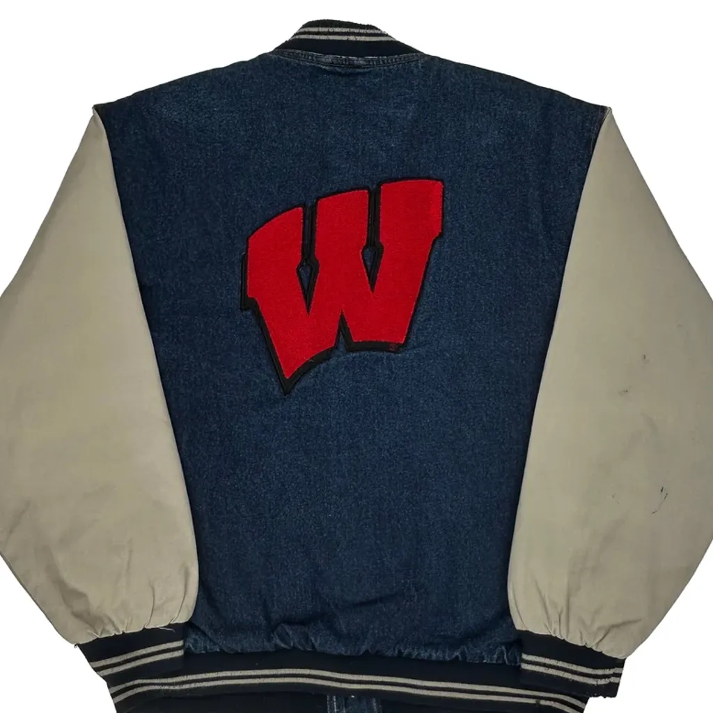 W Patch Jon Lauren College Varsity Jacket - XL Blue Cotton - Image 9